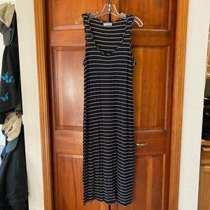Michael Stars Sleeveless Dress - Mid-calf length - black with white stripes - OS